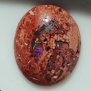 Mexican Cantera Fire Agate Stone Oval 14 × 11.5 mm Polished Dome Flat Back